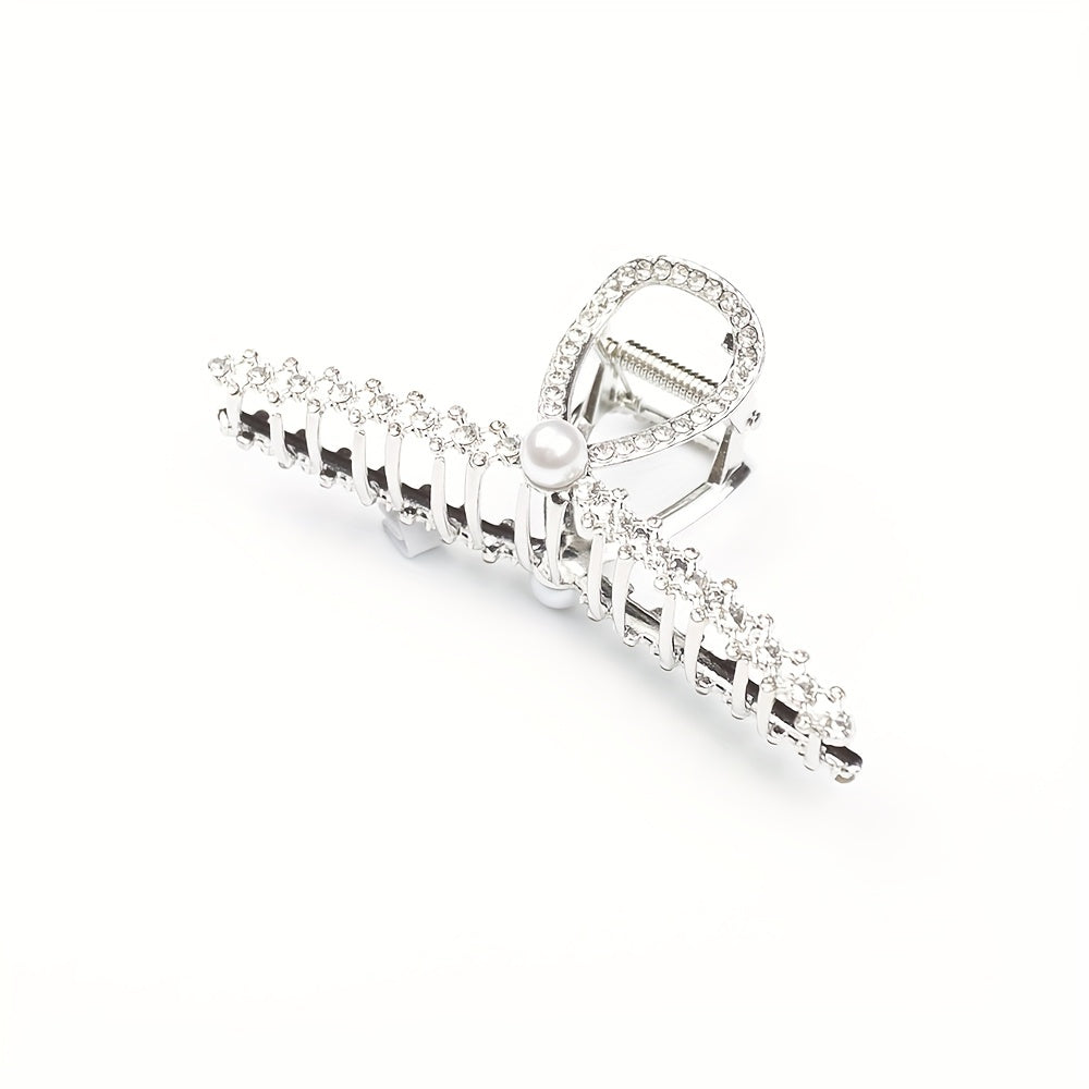 2pcs Faux Pearl Rhinestone Hair Clips for Girls