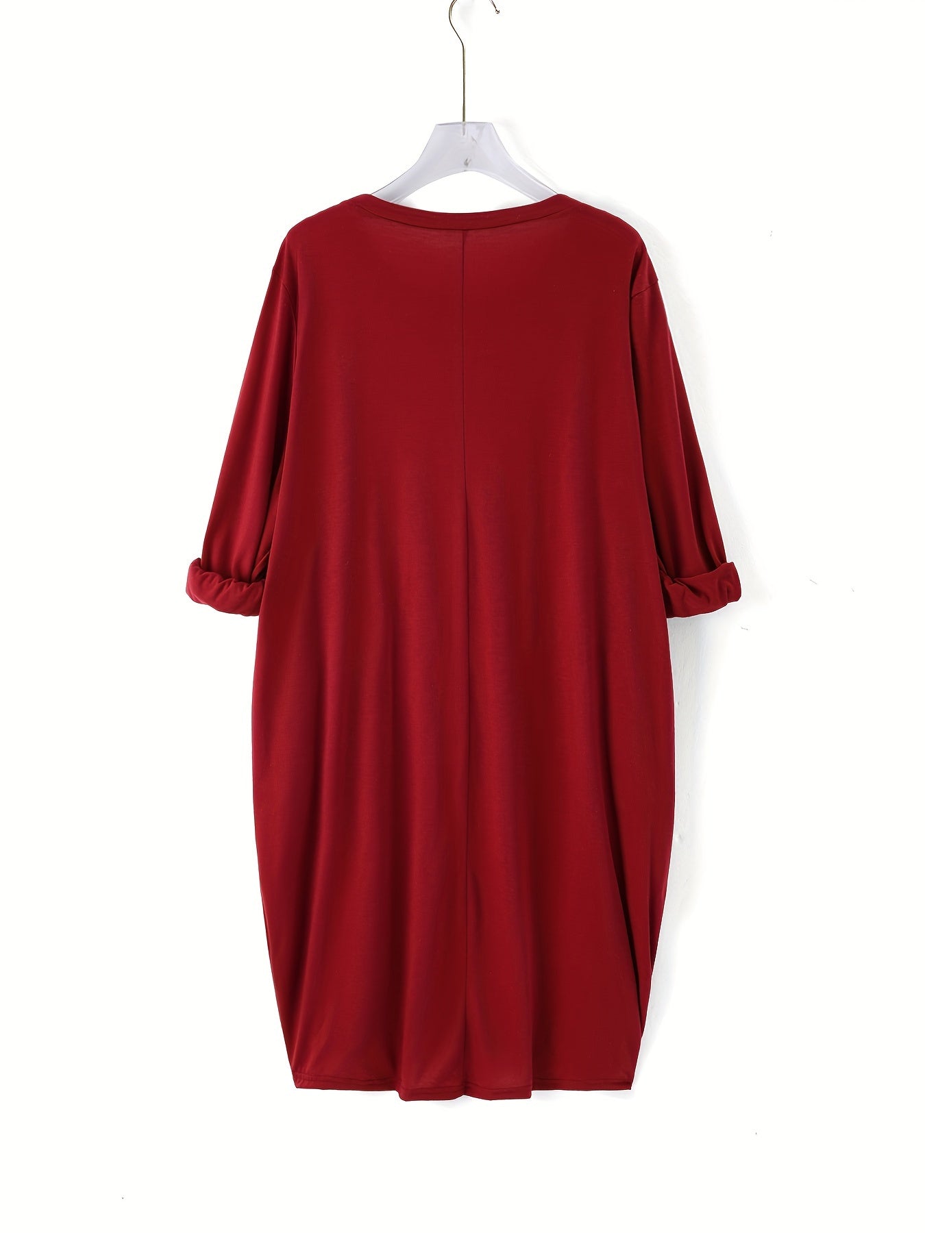 Elk Print Long Sleeve Christmas Dress with Pockets