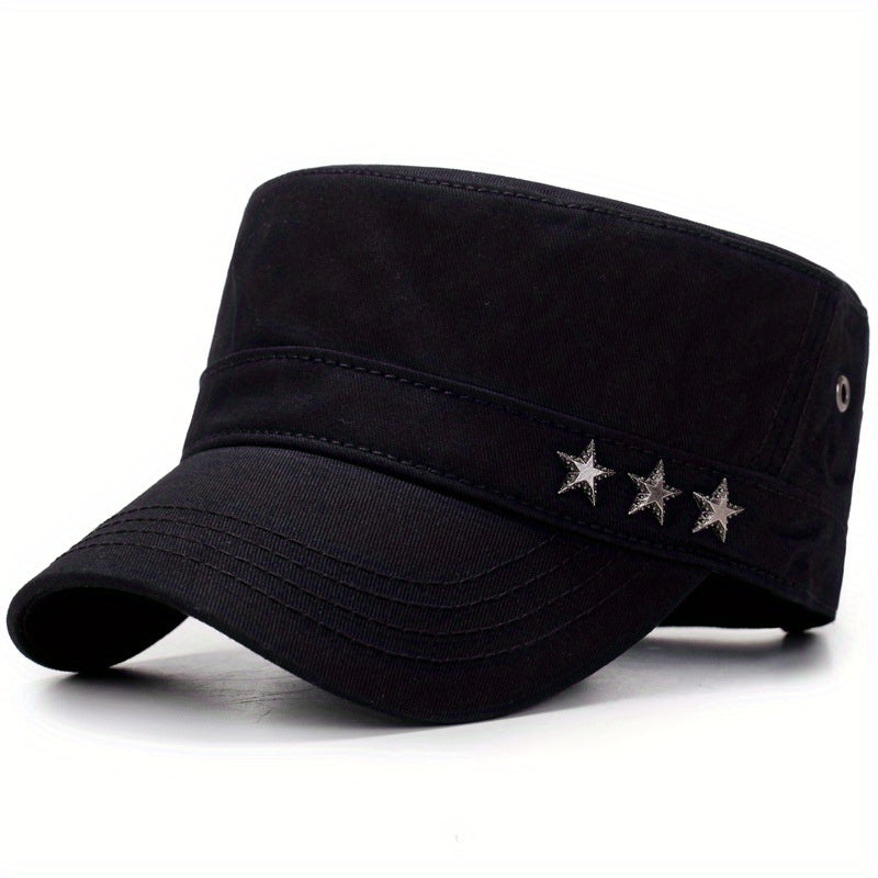 Men's Spring Flat Hat with Five-pointed Star Design