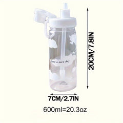 600ml Water Bottle Plastic Cup With Straw Portable Drop Resistant 20oz