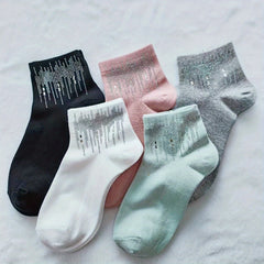 Sparkly Rhinestone Crew Socks Women's Stockings