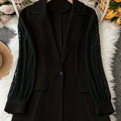 Lace Sleeve Lapel Collar Blazer