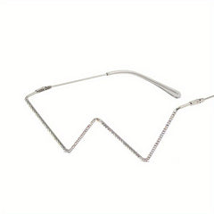 Rhinestone Decor Lensless Glasses W Shaped Frame Photo Prop Eyewear