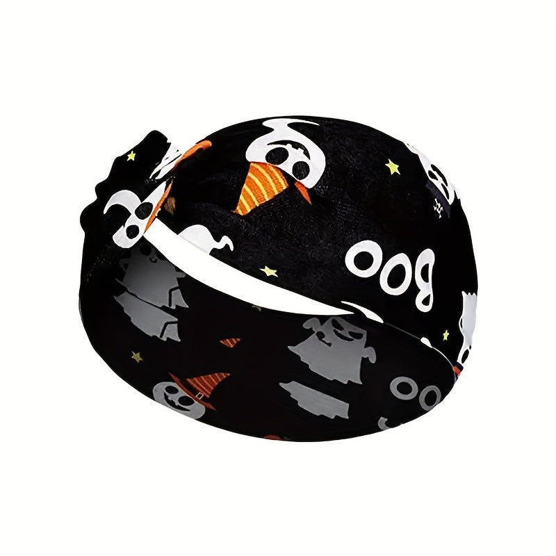 Halloween Printed Skull Spider Web Headband for Yoga Running