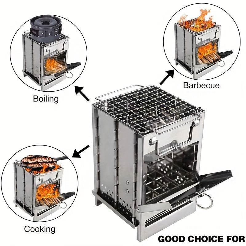 15 Stainless Steel Foldable Mini Charcoal Grill Outdoor Stove Barbecue Grill