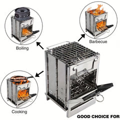 15 Stainless Steel Foldable Mini Charcoal Grill Outdoor Stove Barbecue Grill