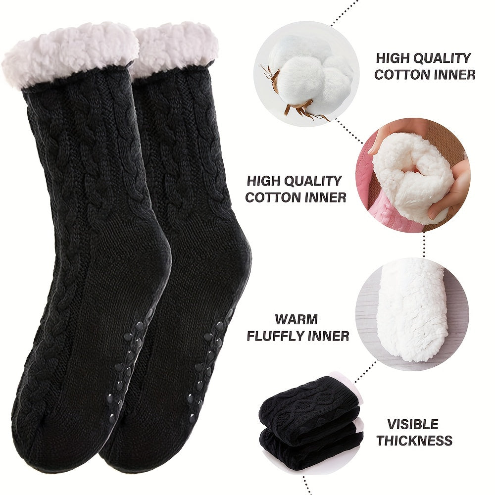Cozy Fuzzy Socks With Grip Pads Winter Warm Slipper Socks