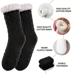 Cozy Fuzzy Socks With Grip Pads Winter Warm Slipper Socks