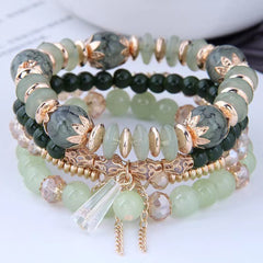 Bohemian Beaded Bracelet Kit Multilayer Stretch Bangle Hand Jewelry 4 Pcs