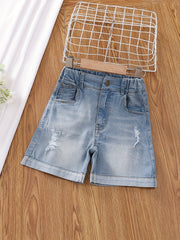 Girls Ripped Comfortable Denim Shorts for Summer
