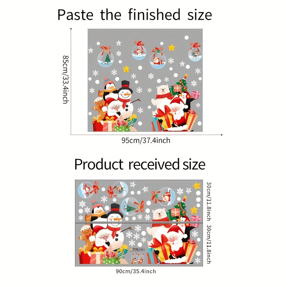 2pcs Christmas Window Stickers Santa Claus Snowman Decor