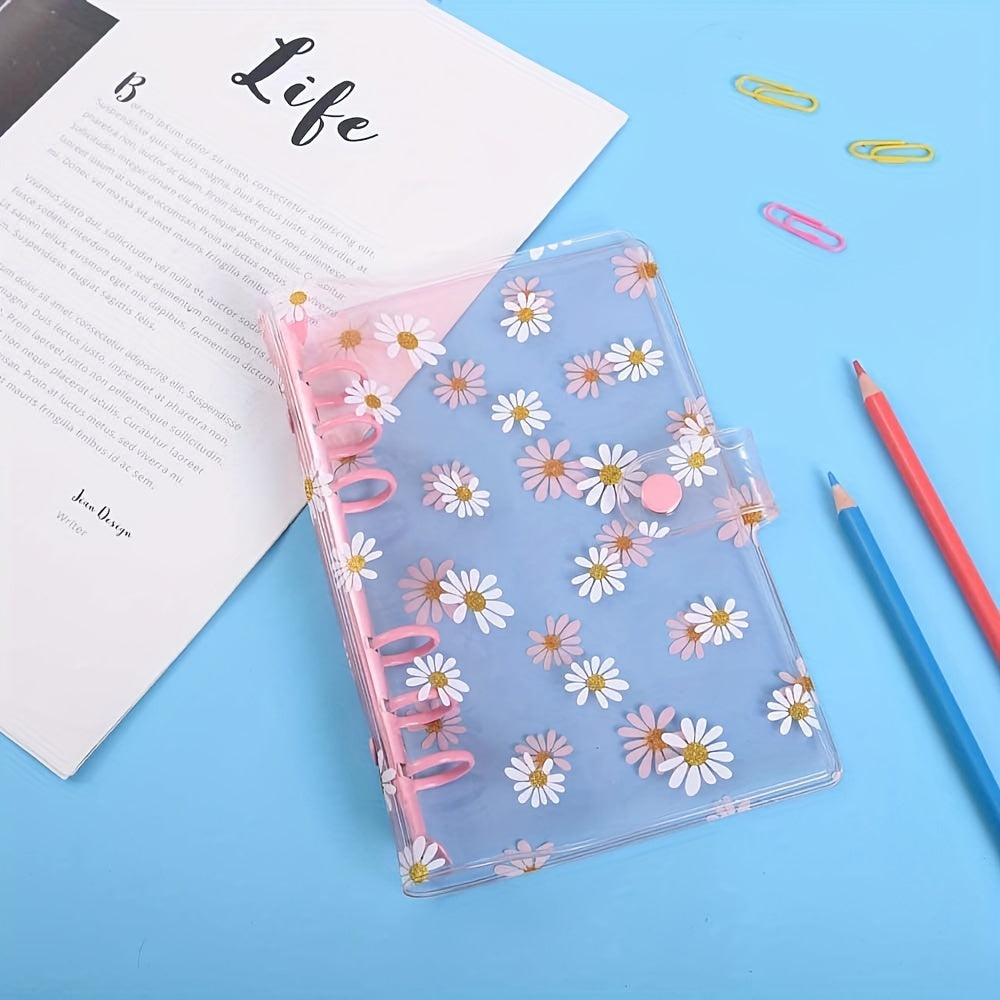 A5 A6 PVC Transparent Daisy Notebook 6 Hole Loose Leaf Shell Journal