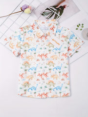 Boys Casual Vneck Short Sleeve Button Up Shirts for Summer