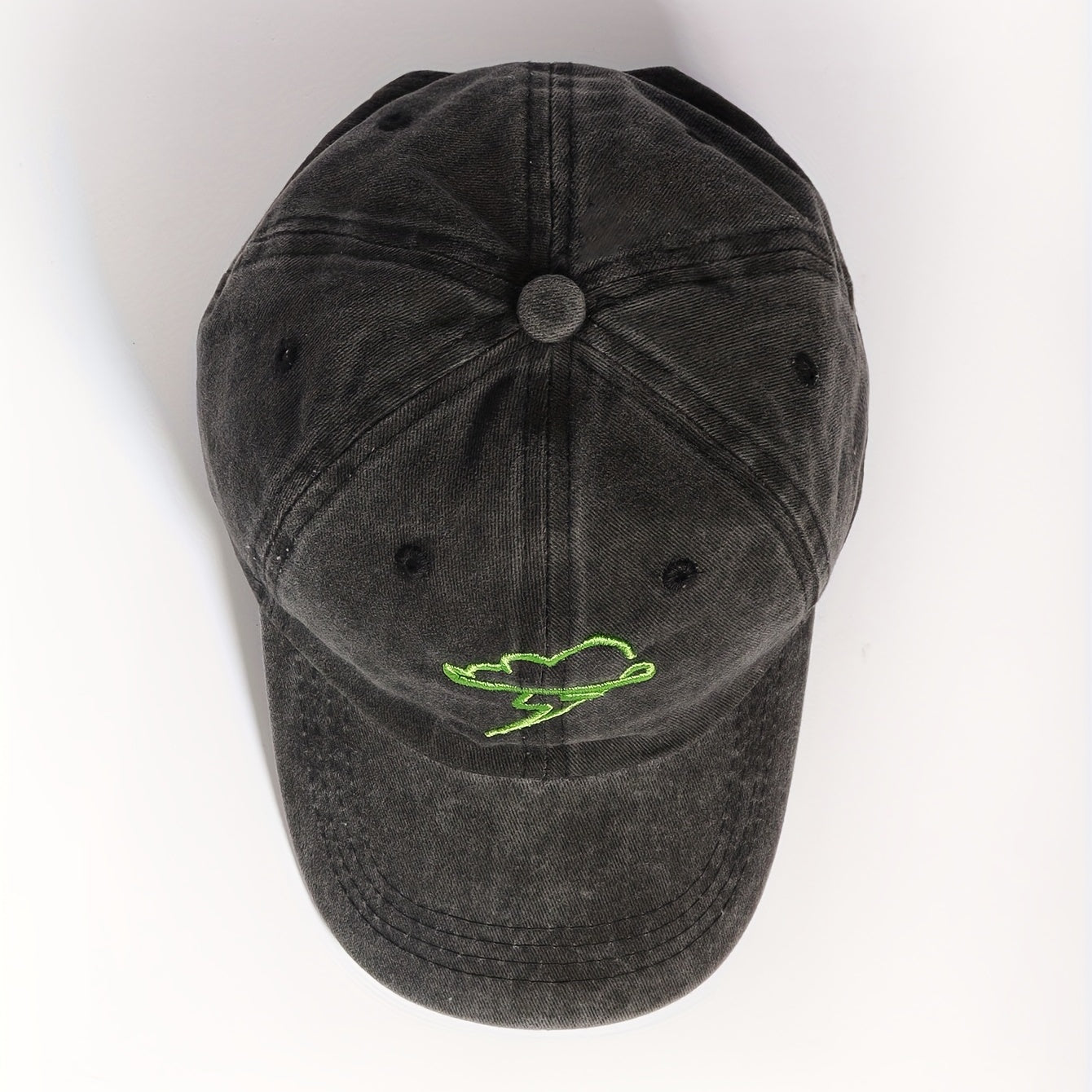 Cloud Lightning Embroidery Baseball Cap Gray Distressed Sunshade Dad Hat
