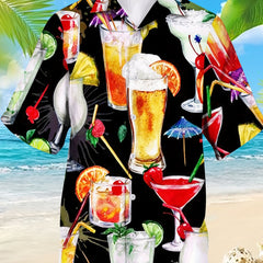 Men's Short Sleeve Hawaiian Shirt for Summer Vacation