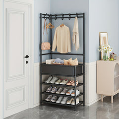 Coat Rack with Storage Shelves & 8 Hooks