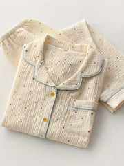 Dot Print Pajama Set Long Sleeve Top & Elastic Waistband Pants