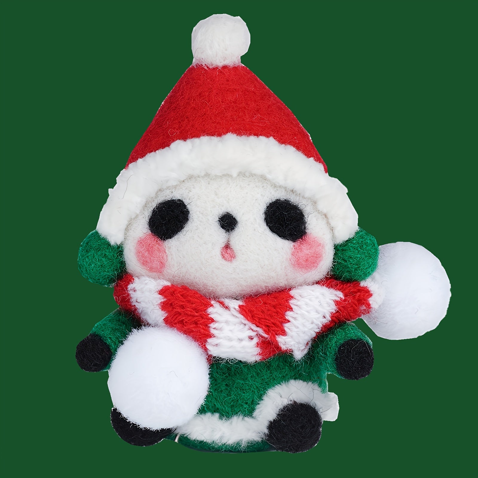 Wool Needle Felting Kit for Beginners - Green Coat Panda Doll DIY Material Pack