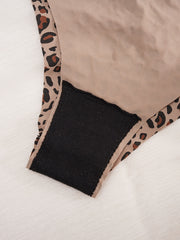 Leopard Bow Tie Panties Criss Cross Cut Out Women's Lingerie