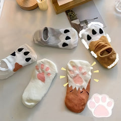 5 Pairs Cat Claw Invisible Socks Cartoon Non drop Women's Stocking