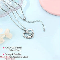 Heart Star Moon Copper Zircon Pendant Necklace With Meaningful Message Card
