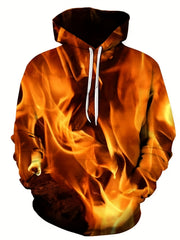Men's 3D Flame Fist Hoodie Active Breathable Sweatshirt
