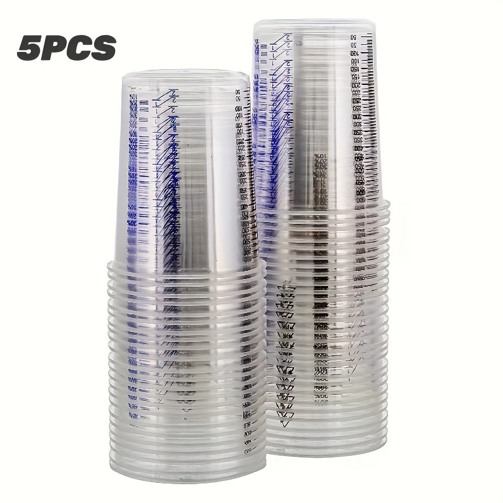 Disposable 600ml Plastic Clear Graduated Cups for Paint Mixing