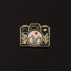 Mountain Landscape Camera Brooch Pin for Backpacks & Clothing