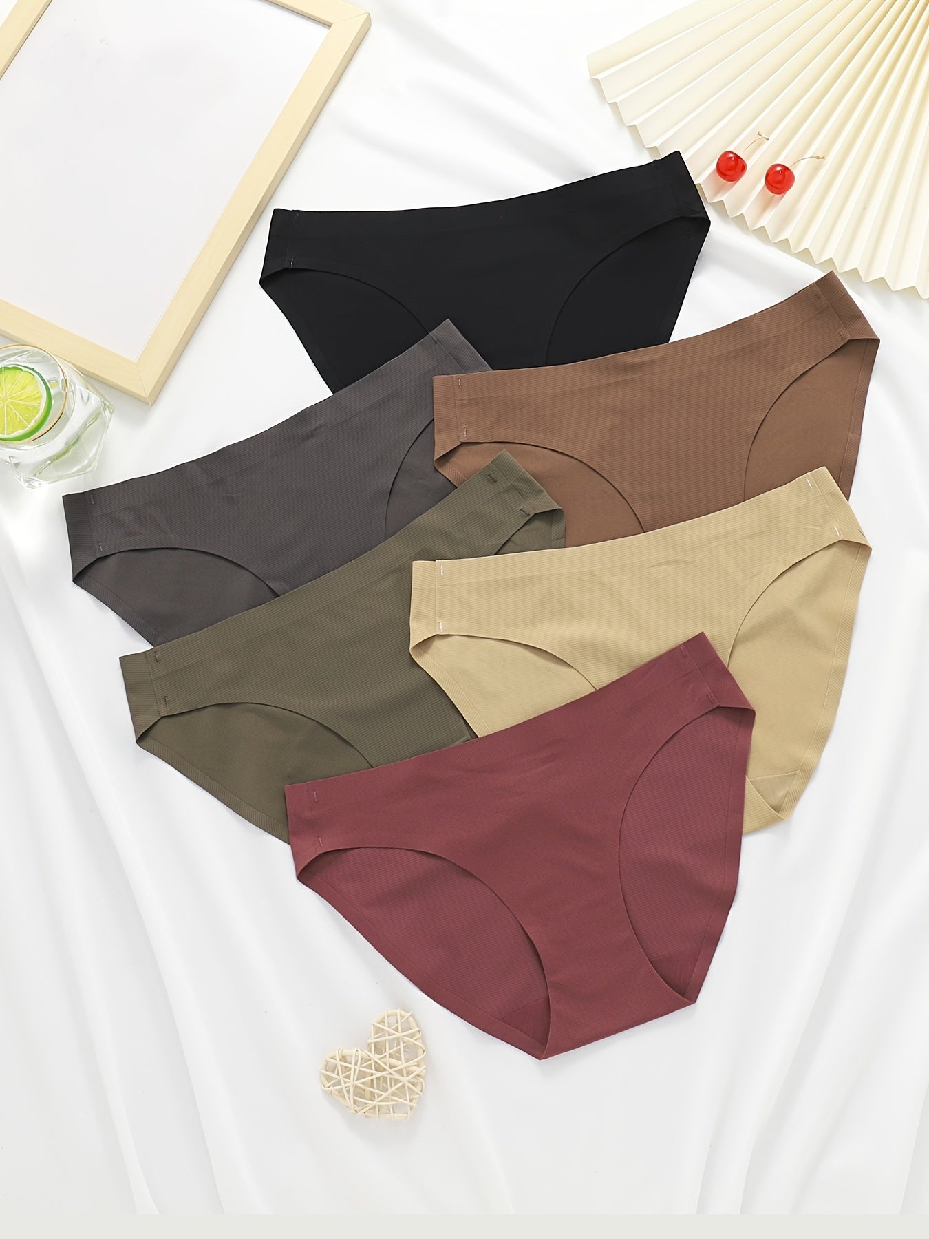 6 Pcs Seamless Hipster Bikini Panties Solid Medium Stretch Women's Underwear