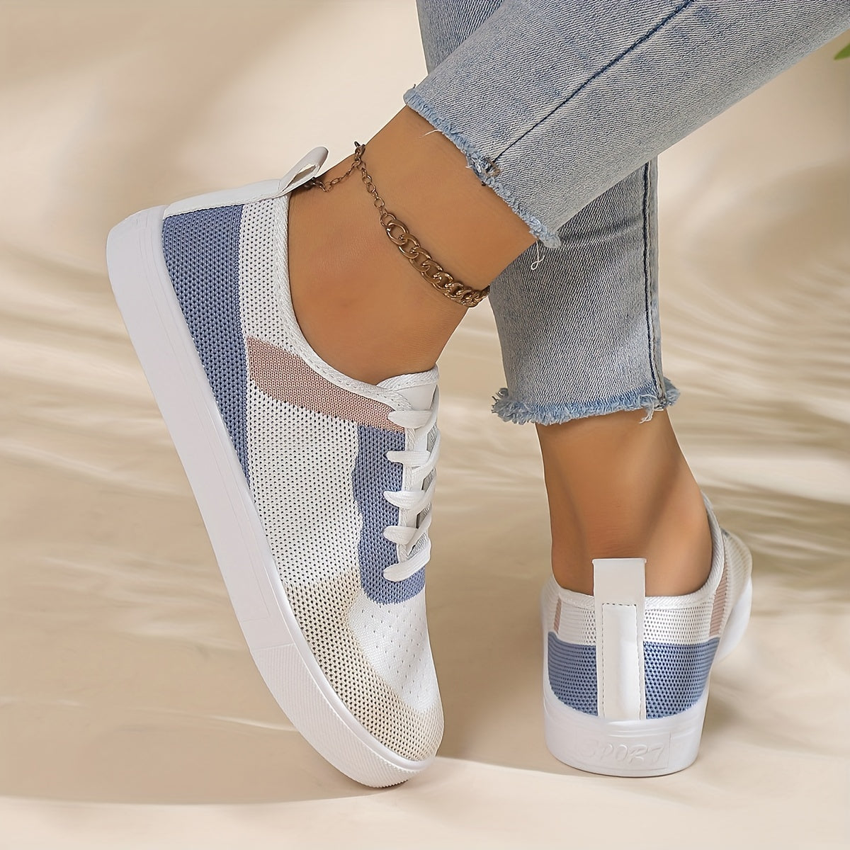 Women's Mesh Sneakers Casual Lace Up Outdoor Shoes Lightweight Low Top