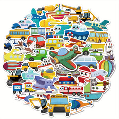 50pcs Cars Trucks Transportation Stickers for Boys & Girls
