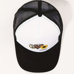 Leopard Sunflower Print Trucker Hat & Baseball Cap