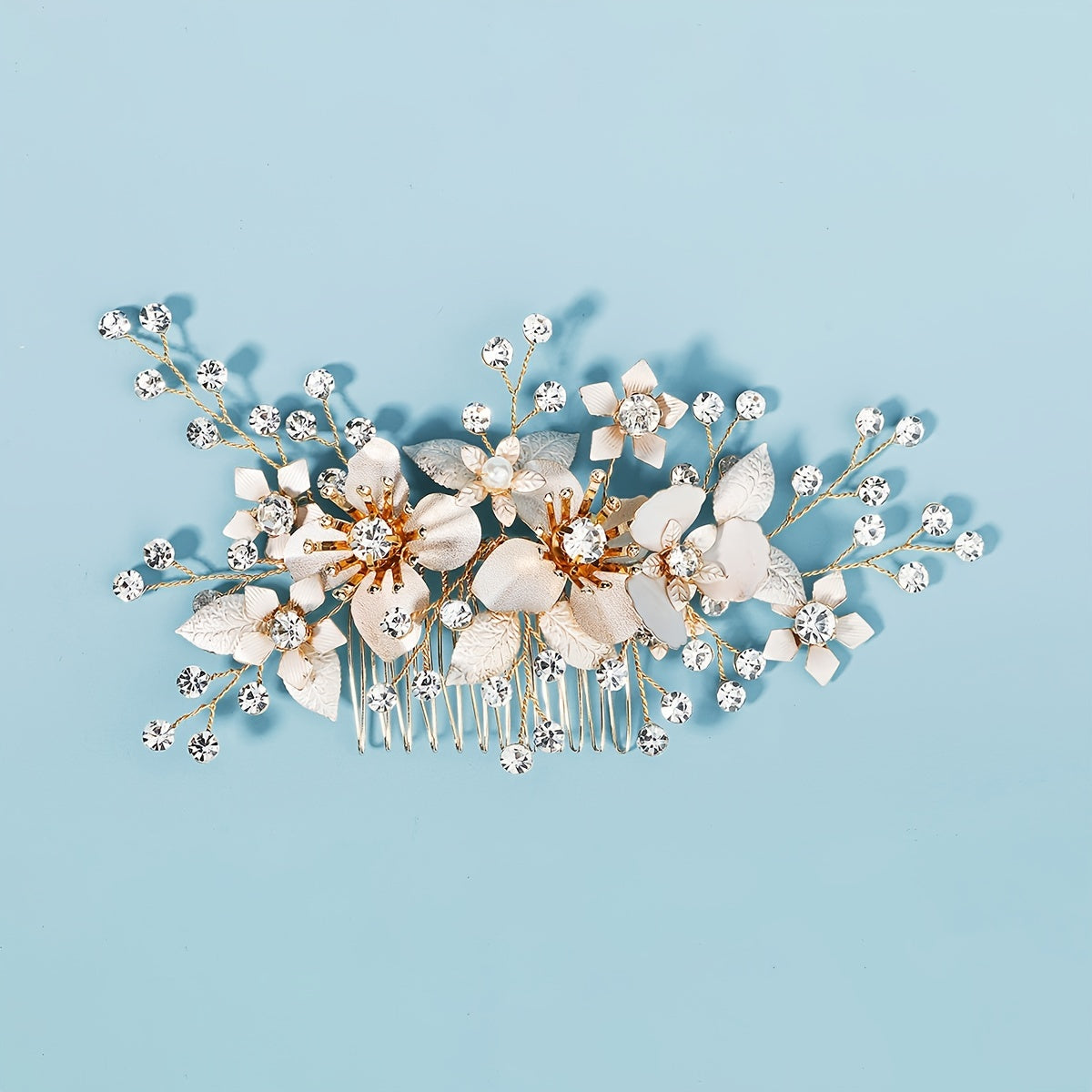 Rose Flower Bride Wedding Hair Comb Faux Pearl Bridal Hair Clip