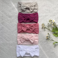 5pcs Soft Nylon Bow Elastic Headband Hair Accessories for Baby Girls