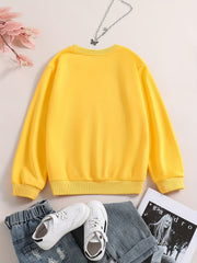Girls Butterfly & Leaves Crew Neck Sweatshirts For Sports Casual Outfit