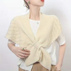 Knitted Triangle Shawl Wrap Fishtail Pattern Hollow Knitted Shawl
