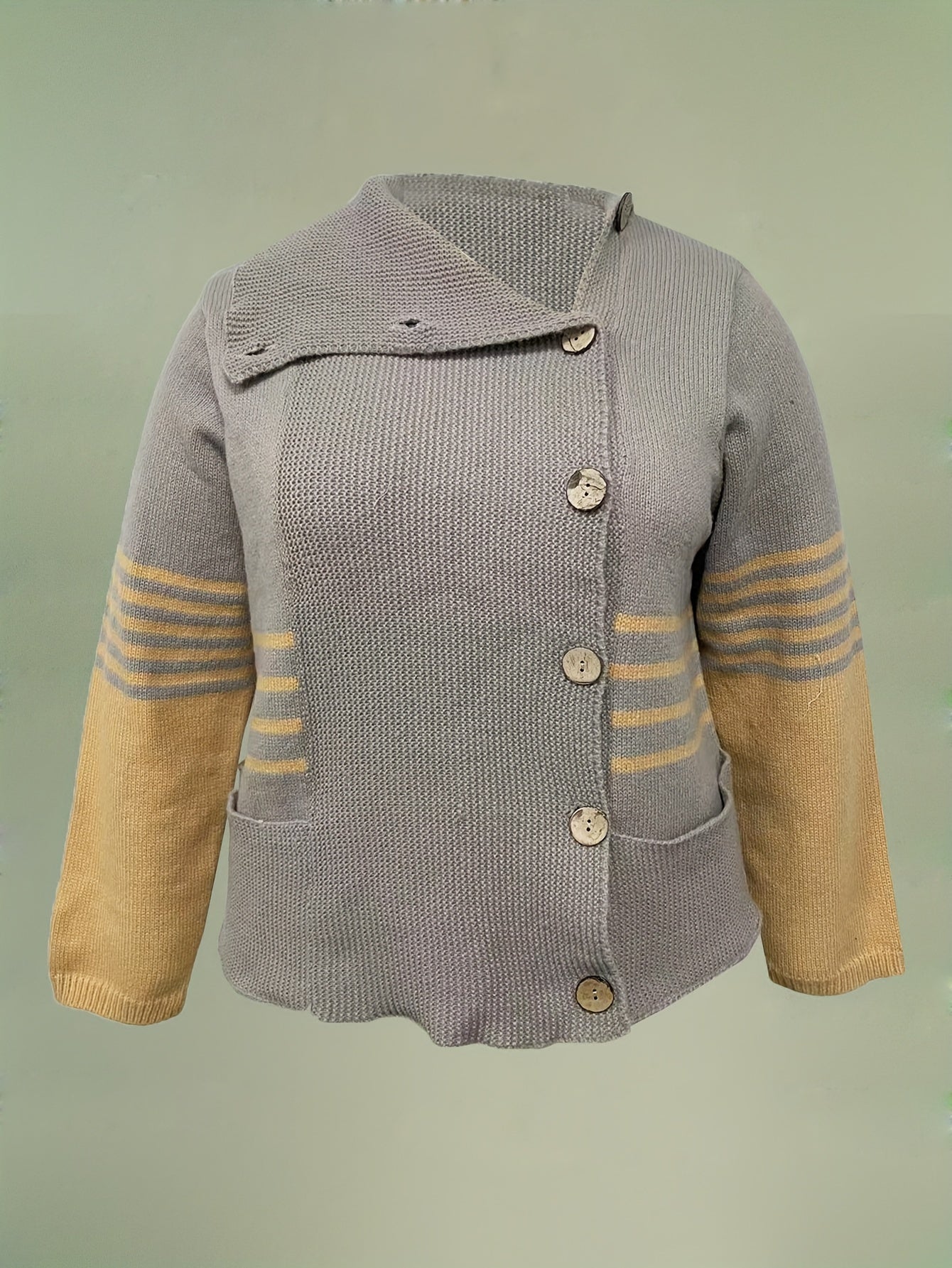 Colorblock Striped Long Sleeve Sweater Cardigan