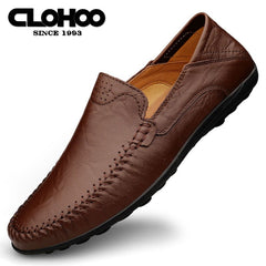 CLOHOO Personalized Leather Loafer Shoes Lightweight Casual Sneakers