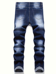 Men's Slim Fit Ripped Jeans Casual Street Style Distressed Denim Pants