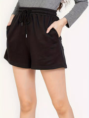 Solid Wide Leg Drawstring Shorts for Women