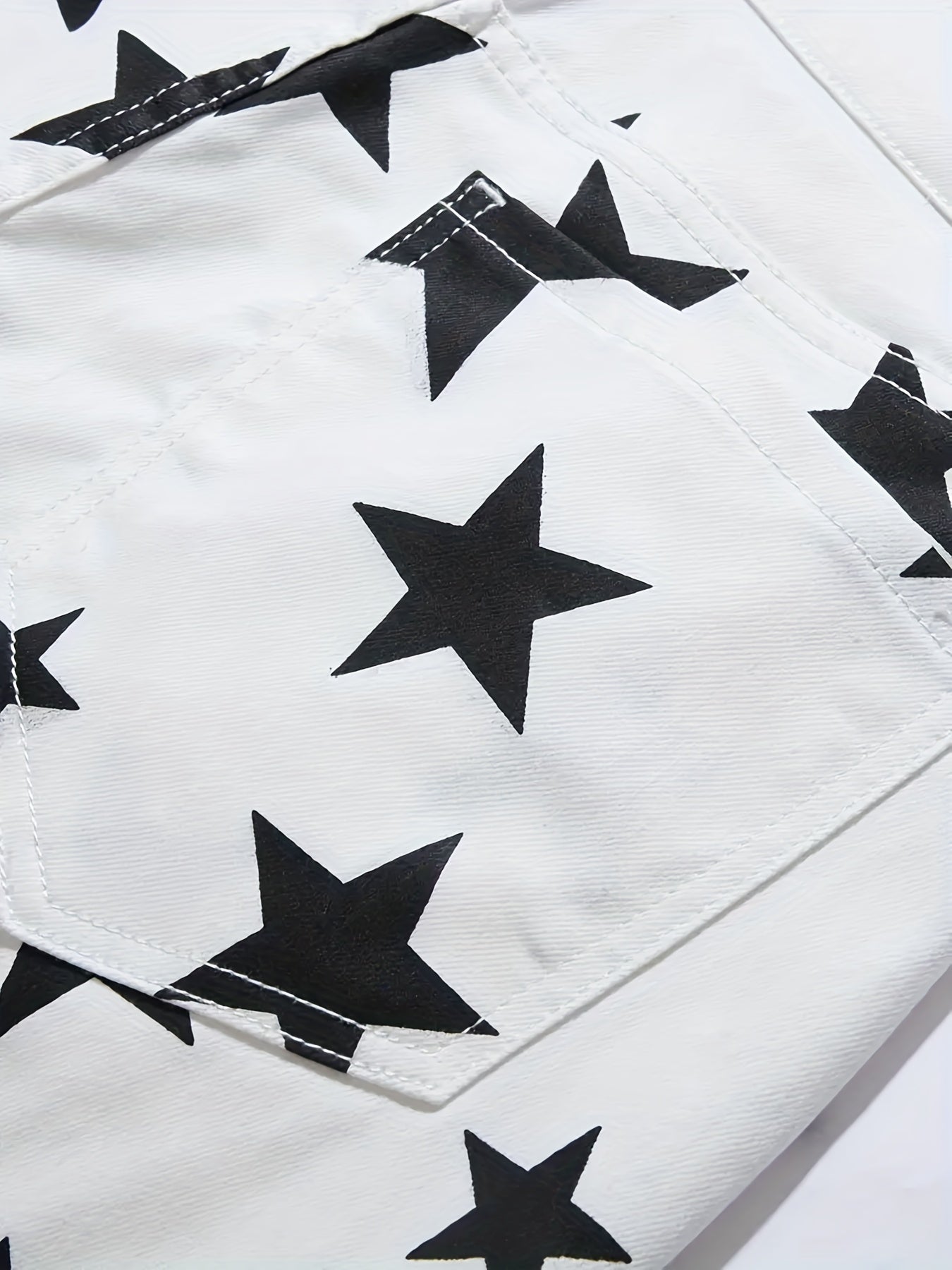 Men's Star Pattern Denim Shorts - Casual Street Style