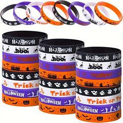 8pcs Retro Halloween Silicone Wristbands Bracelets Pumpkin Ghost Bat Fun