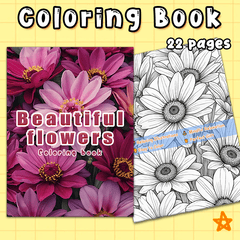 Flowers Adult Coloring Book Pink & Purple Floral Perfect Gift Holidays Birthdays