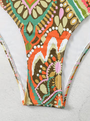 One Piece Swimsuit Graphic Print Mesh Padded Bathing Suit