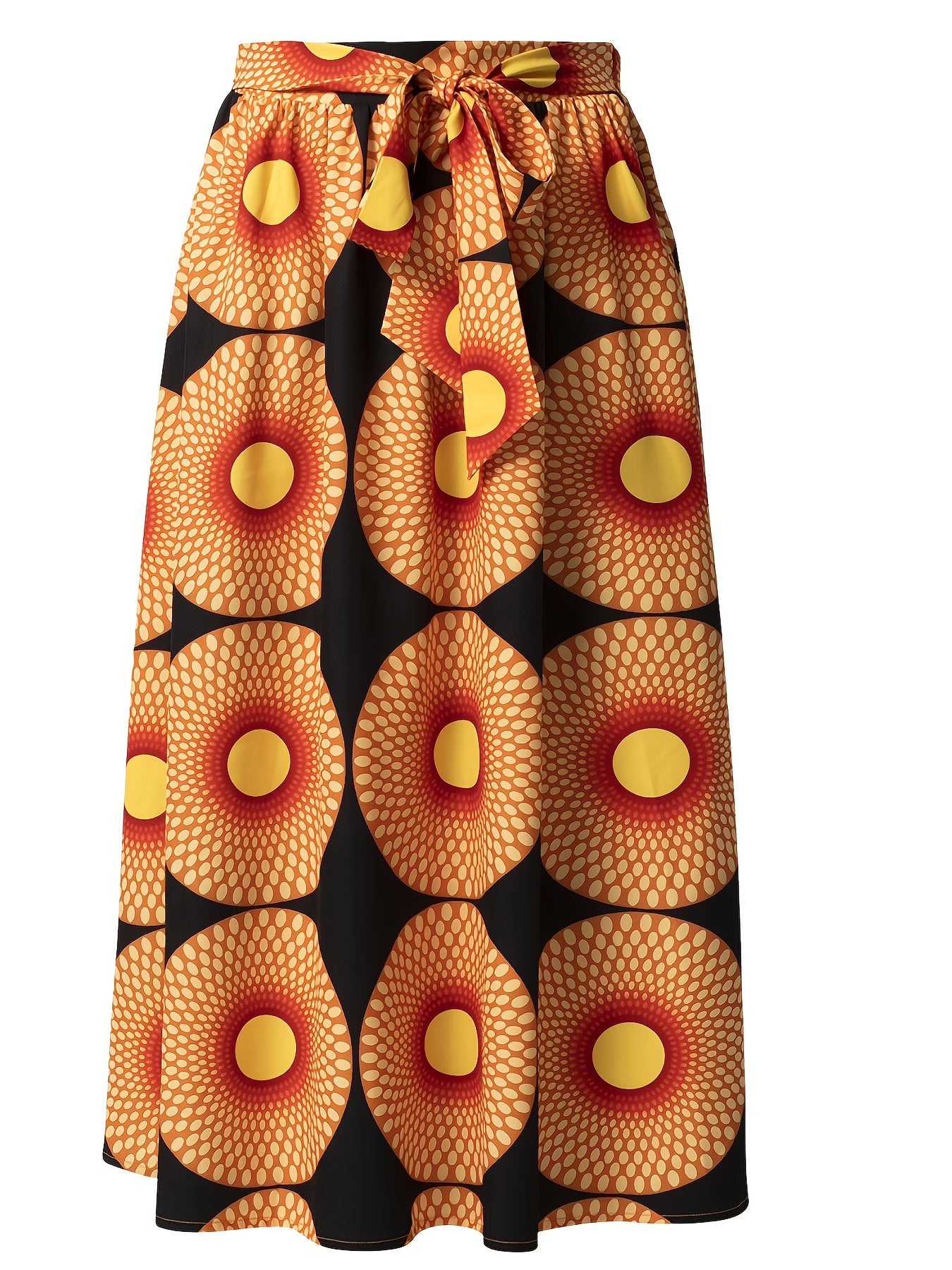 Graphic Print Pleated Skirts Boho Tie Front Summer Skirts Women's Clothing