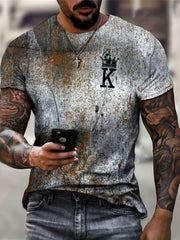 Men's 3D Pattern Graphic Active Tee Top Short Sleejson Slightly Stretch