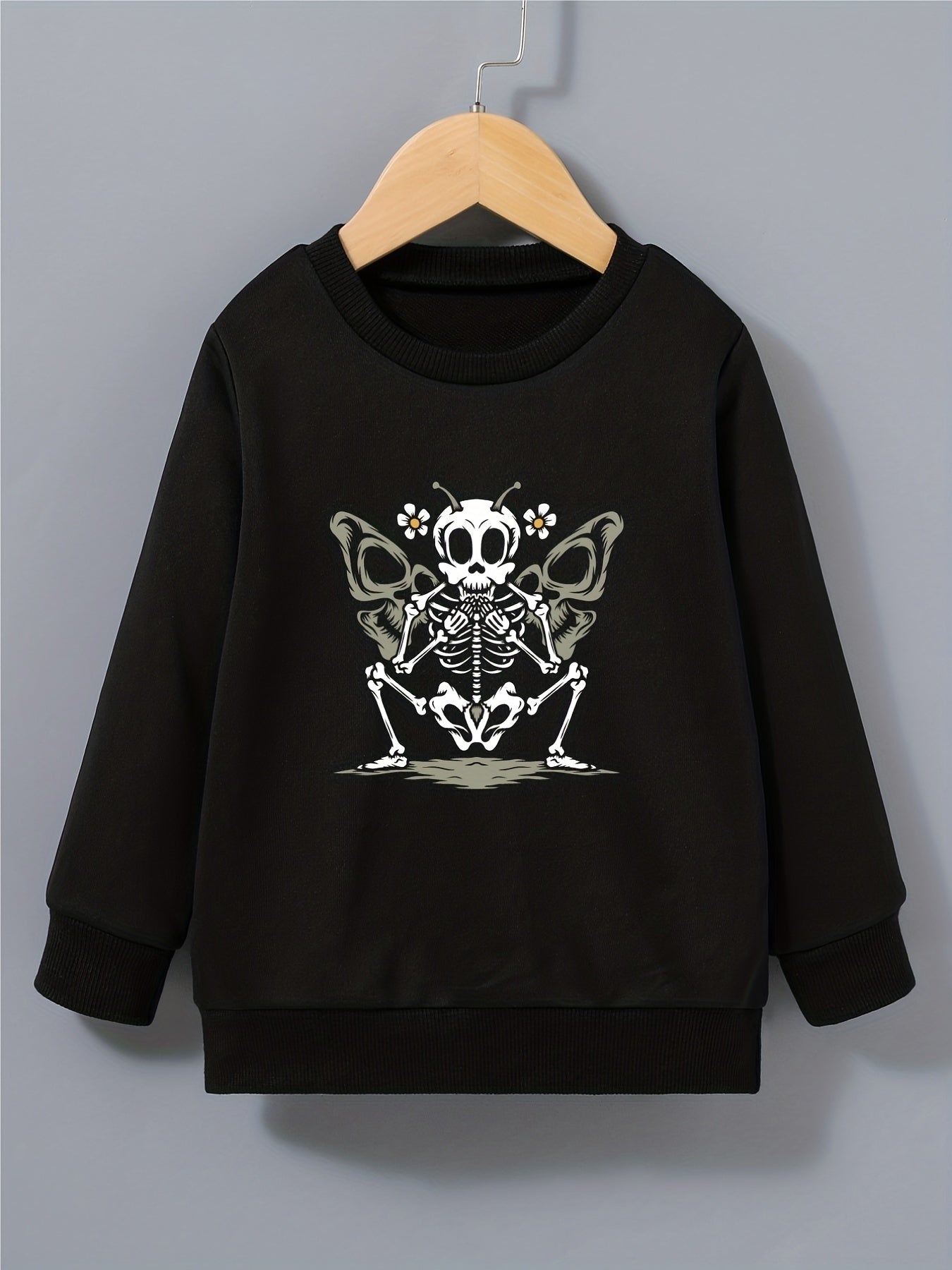Kid's Halloween Butterfly Skeleton Sweatshirt Crew Neck Pullover