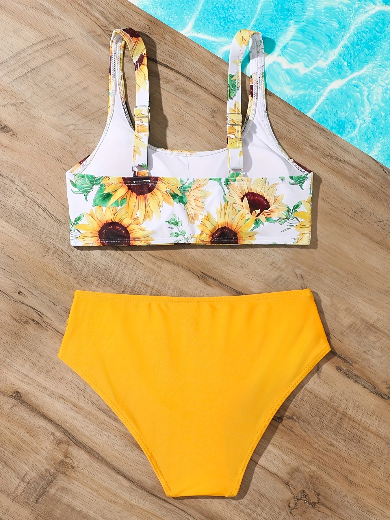 2pcs Sunflower Bikini Swimsuit Set for Girls