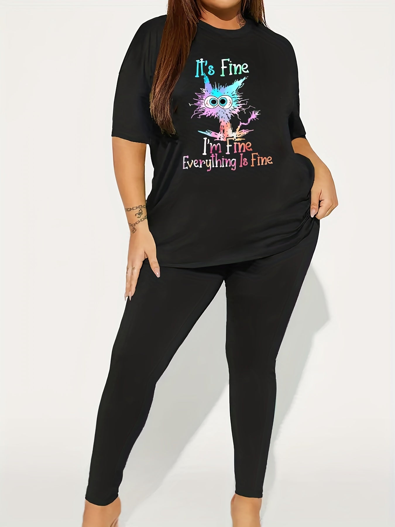 Bee & Floral Print Tee & Leggings Set