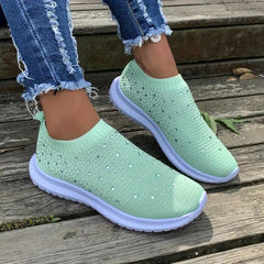 Women's Rhinestone Sock Sneakers Slip On Shoes
